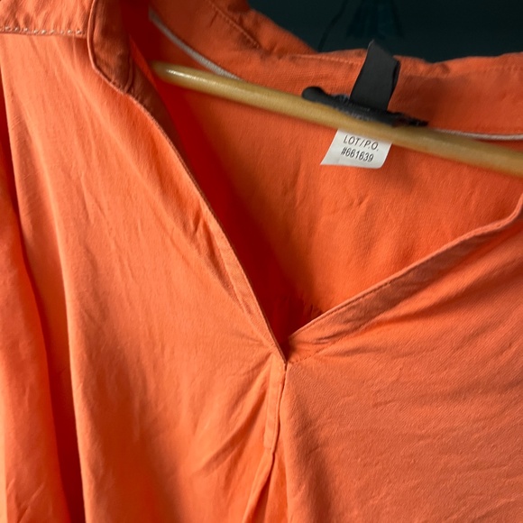 Tribal linen blend tunic with front pockets, mango, extra large - Picture 9 of 9